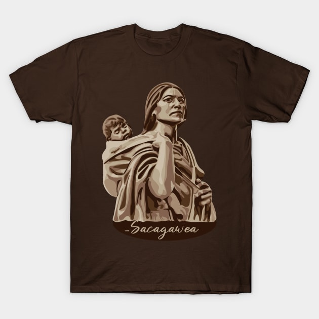 Sacagawea Portrait T-Shirt by Slightly Unhinged
